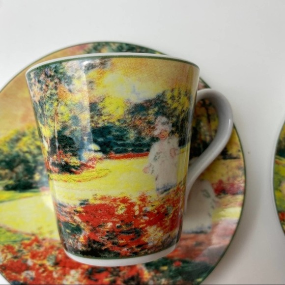 Set Of Two German Demitasse Porcelain China  Cup & Saucer Beautiful Nature Scene - Picture 4 of 8